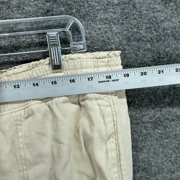 Sonoma Pants Women XL Beige High Rise Chino Flat Front Drawstring Linen Pockets - Picture 3 of 9